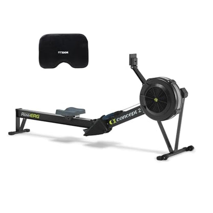 Concept2 RowErg Indoor Rowing Machine - PM5 Monitor, Device Holder, Adjustable Air Resistance, Easy Storage with FitXion Seat Cushion - color: Black