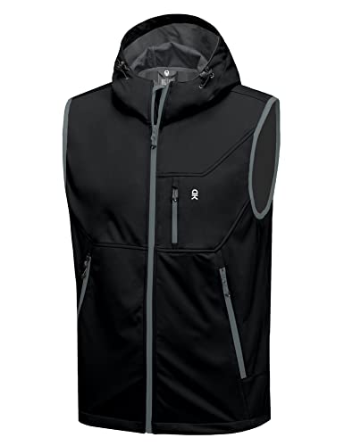 Little Donkey Andy Men's Lightweight Golf Vest Outerwear - color: Hooded Black, size: Small