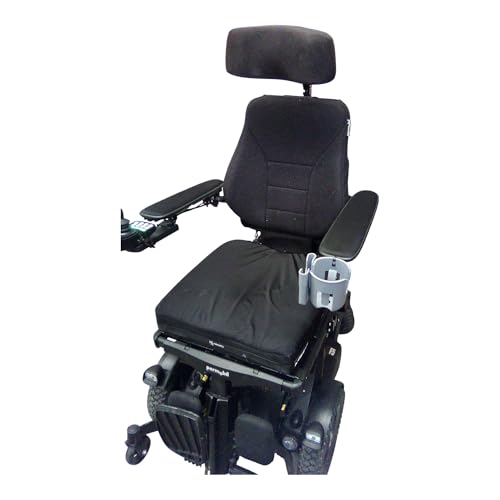 Armrest Cup Holder with Phone Mount, Gray, Compatible with Permobil Unitrack System