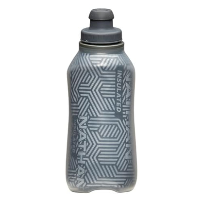 Nathan SpeedDraw 2 Insulated Handheld Running Water Bottle Flask – Double-Wall Insulation, Ergonomic Grip, Blast Valve Cap, Phone & Key Storage Pockets, Reflective Design, 12oz Insulated - Deep Teal - color: 12oz Insulated - Deep Teal