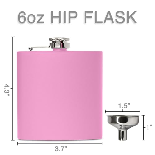 Clear Water Home Goods 6 oz Hip Flask w/Funnel, Light Purple - color: Matte Light Purple