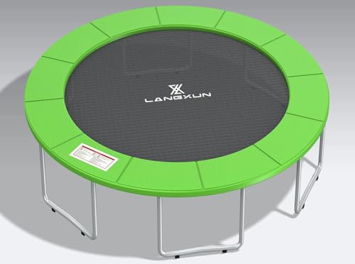 LANGXUN Universal Trampoline Repalcement Safety Pad, 8ft 10ft 12ft 14ft 15ft 16ft Waterproof Surround Spring Foam Cover for Round Frame - color: Green, size: 14ft