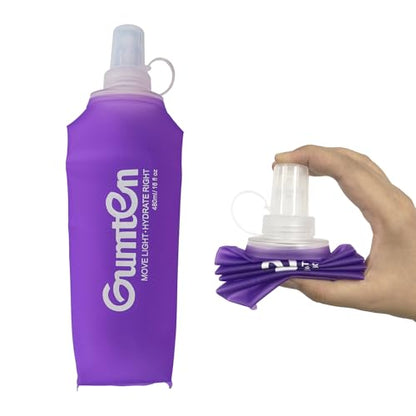 Soft Flask 480ml TPU Soft Water Bottle BPA-Free Collapsible for Hydration Pack Running Vest Jogging Hiking Cycling Camping (Purple) - color: Purple