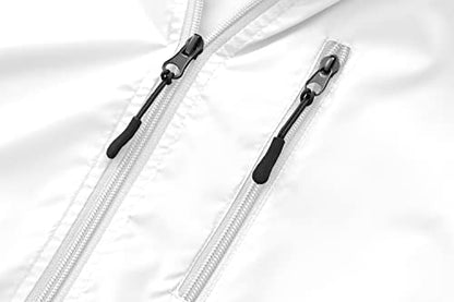 Men's Lightweight Waterproof Jacket Packable Windbreaker - color: White, size: X-Large