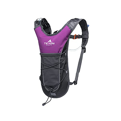 Teton Oasis/Trailrunner Hydration Backpack – Lightweight Water Pack with 2L/3L Bladder for Hiking, Running, Cycling, Biking 18L/22L Sizes – Sewn-in Rain Cover – Fits Men and Women - color: Purple, size: 2 Liters