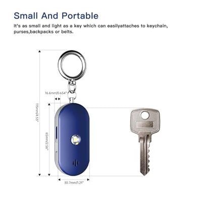 Personal Safety Alarm for Women, 130dB Rechargeable Keychain Alarm with Dual Speakers, LED Strobe Light, Low Power Indicator and USB-C Charging, (Blue) - color: Blue