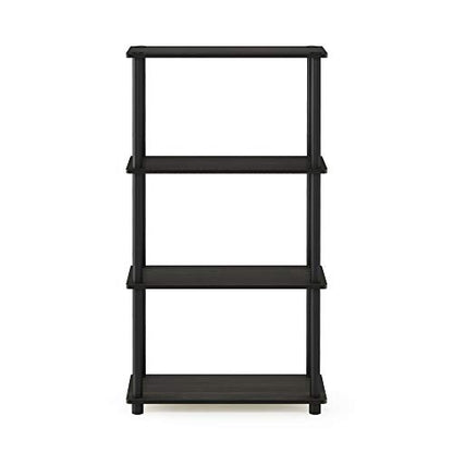 Furinno Turn-N-Tube Toolless 4-Tier Storage Shelves, Espresso - color: Espresso/Black, size: 4-Tier Round Tube