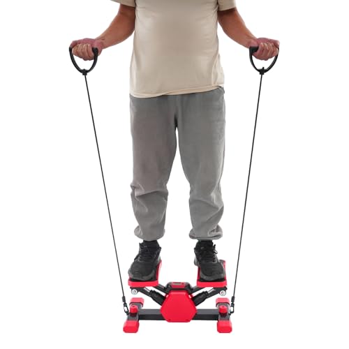 Stair Stepper with Resistance Bands, Health & Fitness Mini Steppers with LCD Monitor, Portable Home Gym Stepper for Full Body Workout, 300LBS Capacity