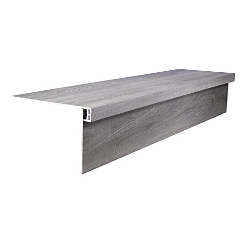 Lucida MaxCore Stair Tread Riser 7.31x48in 28mil 6mm Click Lock LVP - color: Silver Leaf