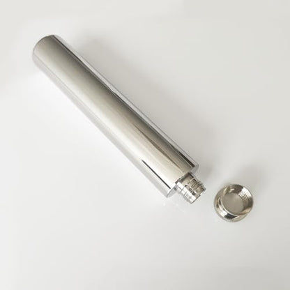 Stainless Steel 2oz Flat Bottom Tube Flask Mini Tube Drinkware Portable Cylindrical Hip Flask (Mirror Finish) - color: Mirror Finish