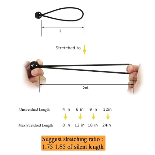 32-Piece 9-Inch Black Bungee Balls - color: Black, size: 9in/32pc