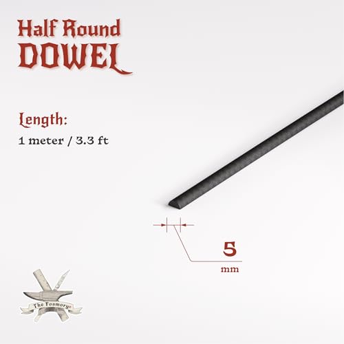 The Foamory Black EVA Foam Dowel - Half Round 5mm x 1M Length Craft Stick - color: 1 Pack: 1M Length - 05mm Thickness, size: Black - Half Round Dowel