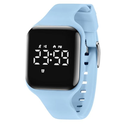 Kids Watches for Girls Boys Digital Sport Watch with Step Counter Pedometer Vibration Alarm Clock, No App Waterproof Fitness Tracker Kids Watch Boys Girls Teens Students Ages 5-16 - color: 007-E-SkyBlue