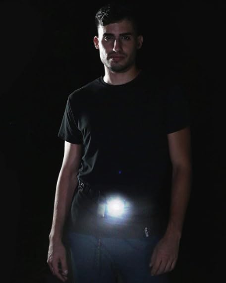 Re-Designed Belt with 2 USB Rechargeable Lights A Bright Front LED & COB and Back Light Strip On Belt for Safety and Visibility, Brighter Than Reflective Gear, for Night Runners & Dog Walking