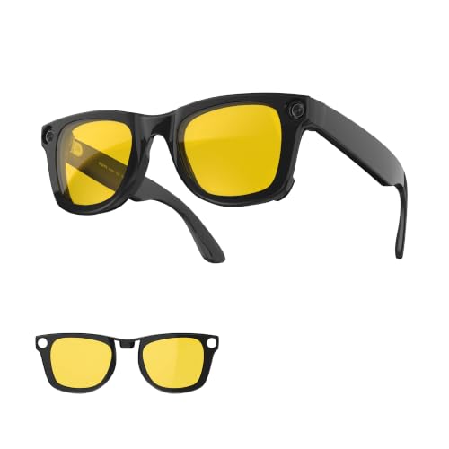 HIBLOKS Polarized Clip-on for RayBan Meta Wayfarer (Standard 50-22, Yellow) - size: Standard, Yellow, Shiny Black Frame