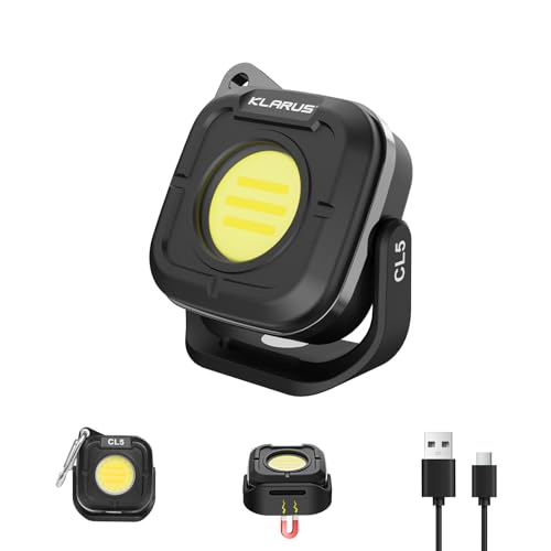 klarus CL5 Small Work Light Powerful Magnetic Flashlight - 650lm Bright, 4 Color Temperatures (2700K-6500K) & USB-C Rechargeable, 180° Rotatable, IPX5 Waterproof, Portable LED Pocket Light - color: Black