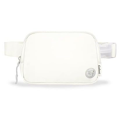 Goloni Women Waterproof Crossbody Fanny Pack Adjustable 1.1L Waist Belt Bag - color: White