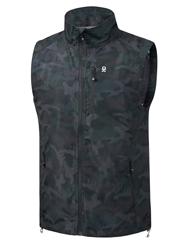 Little Donkey Andy Men's Lightweight Summer Vest Windproof Packable - color: Black Camo, size: 3X-Large