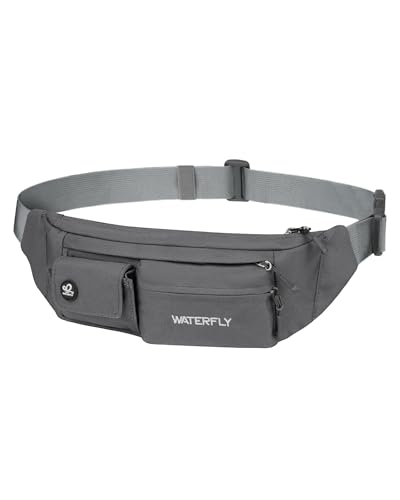 WATERFLY Small Crossbody Fanny Pack, Slim Waist Bag Chest Pouch Gray - color: Gray