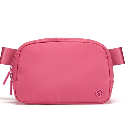Pander Nylon Fanny Pack for Women, Two-Way Zipper Crossbody Bag - color: Hot Pink