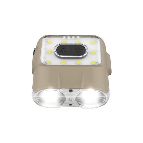 Claymore Capon 120H (Tan) - LED Rechargeable Clip-On Cap Headlamp, Lightweight Hat Light for Camping, Running, Hiking, Emergency & Industrial Use, Waterproof, USB-C, Up to 45 Hours of Battery Life. - color: 120H (Tan)