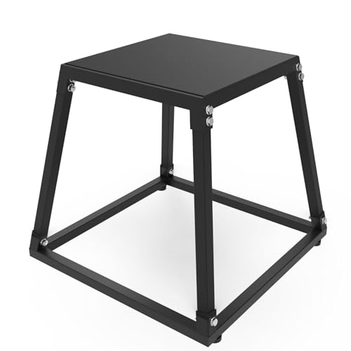 Garvee Steel Plyo Box for Exercise, Plyometric Jumping Box Metal Exercise Step Up Box with Anti-Slip Surface for Home Gym Training,Single and Set - color: Black, size: 18 Inch