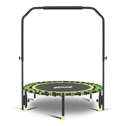 Newan 40" Silent Mini Trampoline with Adjustable Handle Bar Fitness Trampoline Bungee Rebounder Jumping Cardio Trainer Workout for Adults - Max Limit 330 lbs - color: Green