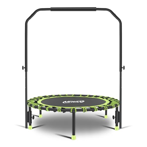 Newan 40" Silent Mini Trampoline with Adjustable Handle Bar Fitness Trampoline Bungee Rebounder Jumping Cardio Trainer Workout for Adults - Max Limit 330 lbs - color: Green