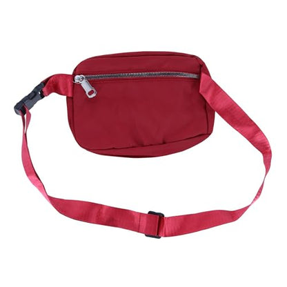 CTM Nylon Rectangle Belt Bag, Burgundy - color: Burgundy