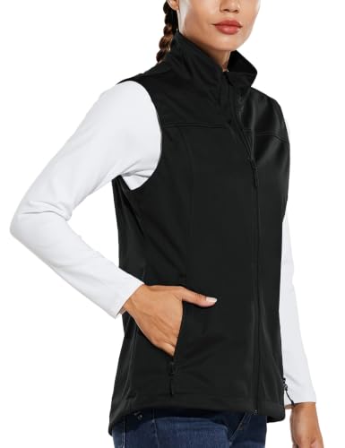 baleaf Women's Lightweight Running Vest Sleeveless Softshell Jacket - color: Black, size: X-Small