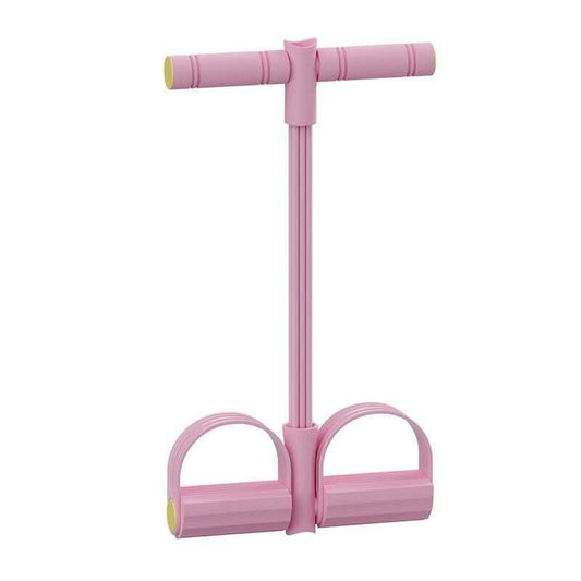 Pedal Resistance Bands with Handles, 6-Tube Elastic Foot Exercise Band, Natural Rubber Trainer for Abs, Arms, Legs & Waist, Multifunction Heavy Duty Home Gym Workout Equipment - color: PINK