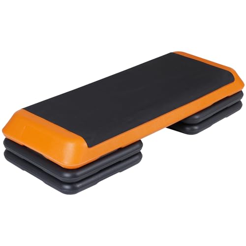 ZenStyle 43" Adjustable Aerobic Stepper Bench with 4/6/8 Inch Risers, Non-Slip Surface for Cardio, Strength Training & Home Fitness Workout - color: Orange