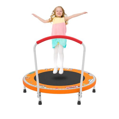 Mersco 36" Mini Toddler Trampoline with Handle for Kids Ages 1-6, ASTM - color: Orange Print