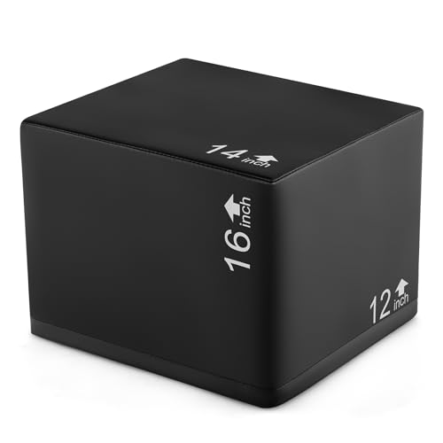 Goplus 3 in 1 Foam Plyometric Jump Box, High Density Foam Plyo Box w/Non-Slip & Easy-to-Clean PU Cover for Home Gym Fitness Training HIIT Exercise, No Assembly - size: 16'' x 14'' x 12''