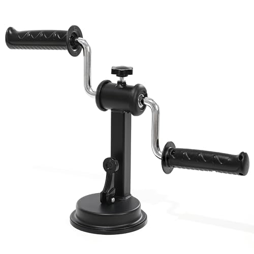 Arm Bike for Physical Therapy | Portable Rehabilitation Exerciser for Arm and Shoulder Workout, Home Fitness Equipment for Seniors with Strong Suction - color: Black