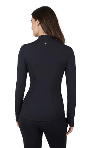 Yogalicious Womens Ultra Soft Lightweight Full Zip Yoga Jacket with Pockets - color: Black Nude Tech, size: Large