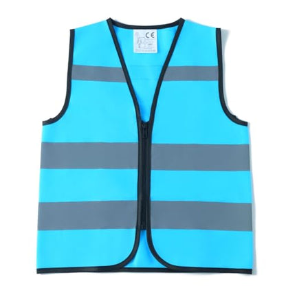Blue Kids Safety Vest, Hi Vis Toddler Construction Vest, XXS Zipper - color: Blue, size: XX-Small