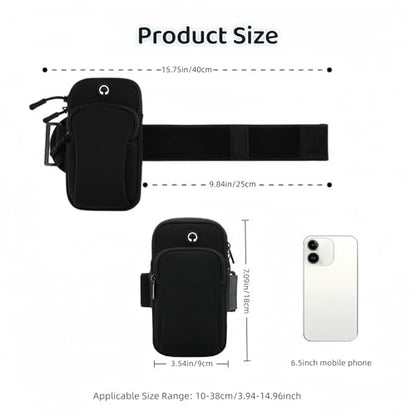Arm Phone Holder for Running, Arm Pouch for Running Armband for Phone with Earphone Hole, Cell Phone Arm Band Fit Sport Gym Hiking - size: B