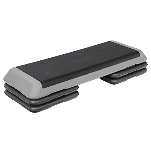 ZenStyle 43" Adjustable Aerobic Stepper Bench with 4/6/8 Inch Risers, Non-Slip Surface for Cardio, Strength Training & Home Fitness Workout - color: Grey
