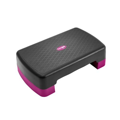 Yes4All Aerobic Exercise Step Platform, Exercise Stepper with Risers for Cardio and Strength Training, Workout Stepper for Home Gym - color: D. Purple/Black