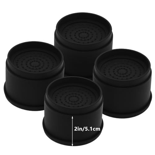 4 Sets Furniture Risers 2 inch Black Bed Risers, Heavy Duty - color: Black-round, size: 2 Inch-4 Pack