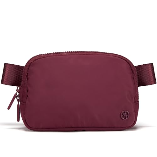 Pander Nylon Fanny Pack for Women, Two-Way Zipper Crossbody Bag - color: Red Merlot