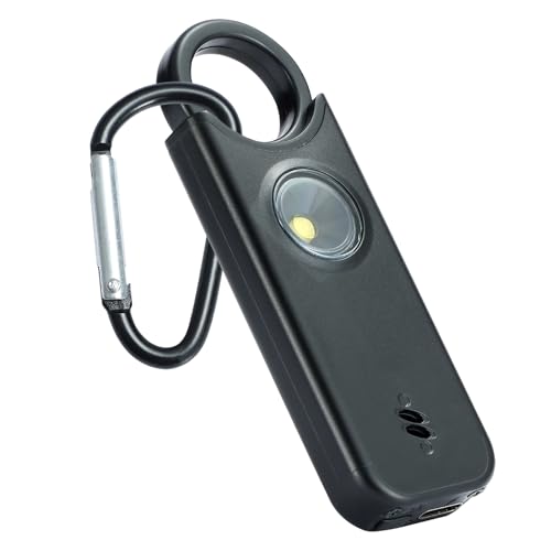 TIPSEAN Personal Safety Alarm - 135dB Ultra Loud Siren with LED Strobe Light, USB-C Rechargeable, Compact Keychain Alarm for Women/Men, Emergency Flashlight & Vibration Alert(Black) - color: Black