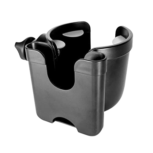 Stander Universal Cup Holder Accessory, Adjustable Drink and Phone Storage Compartment for Walkers, Rollators, Strollers, Wheelchairs, and Scooters, Black