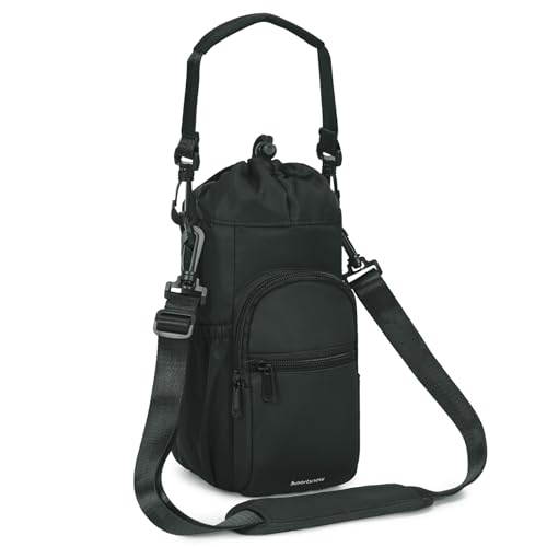 sportsnew 40oz Crossbody Water Bottle Bag for Gym Hiking - color: Black