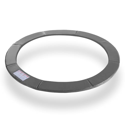 Exacme Trampoline Pad Replacement 16 15 14 13 12 10 8 Foot, Waterproof Safety Spring Cover Round Frame Pad, No Hole for Pole - color: Grey, size: Fit 10FT Frame Only, style: Without Opening Design