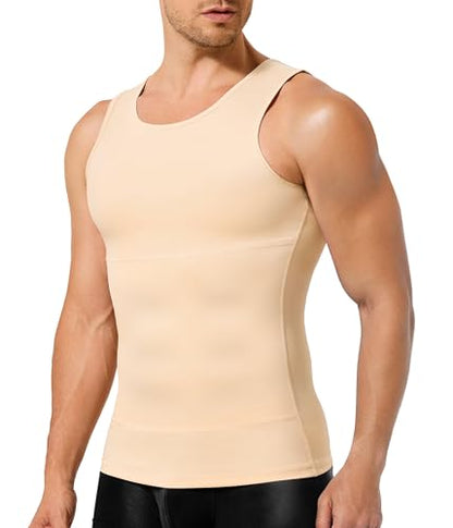 TAILONG Compression Shirt Men Shapewear Slimming Body Shaper Vest Compression Tank Top Undershirt - color: Beige, size: 4X-Large