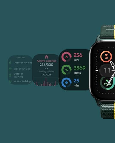Motorola Moto Watch Fit, Fitness Tracker, GPS, Sleep Monitor, Black Dial & Green Band