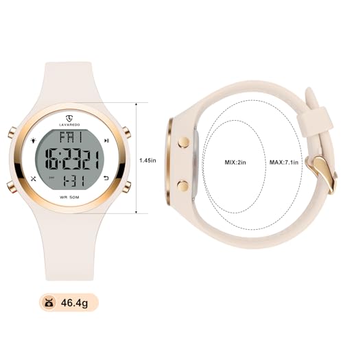 BEN NEVIS Watches for Women, Digital Sport Waterproof Chronograph Stopwatch - color: 08-OffWhite