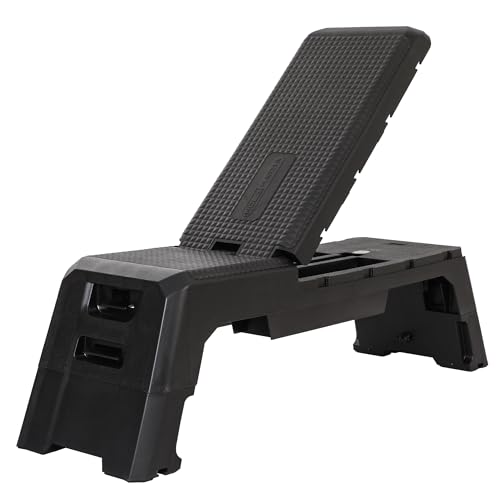 HolaHatha Compact Portable Aerobic Step Platform Exercise Fitness Equipment, Cardio Stepper with Adjustable Height for Home Gym - color: Black